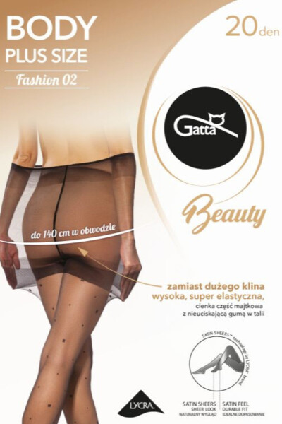 BODY PLUS SIZE FASHION- 02 VZOROVANÉ PANČUCHY nero 4 PLUS