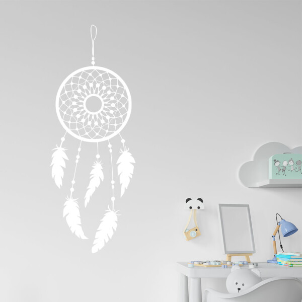 Veselá Stena Samolepka Lapač snov ornament Farba: bílá, Veľkosť: 80 x 31 cm