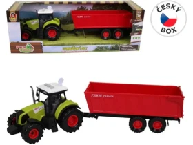 MaDe 07211 - Traktor s prívesom, so zvukom a svetlom, 12,5 x 34,5 cm