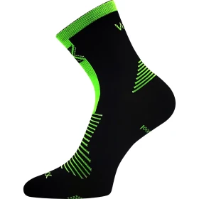 VOXX Ponožky slabé z merino WORALF s ionty stříbra ČERNÉ s neon zelenou (3 páry) 39-42 124781
