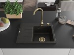 MEXEN/S MEXEN/S - Ben granitový drez 1 s odkvapkávačom pravý 600 x 500 mm, čierna/zlatá metalik, sifón zlatá 6523605000-75-G