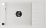 MEXEN/S MEXEN/S - Elias granitový drez 1 s odkvapkávačom 795 x 480 mm, biela, + čierny sifón 6511791005-20-B