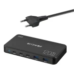 Blitzwolf Sieťová nabíjacia stanica 5v1 čierna / 120W / 2xUSB-A / 3xUSB-C (BW-i100)