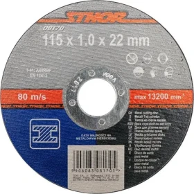 STHOR Rezný kotúč na kov 115x1,0x22 mm / Rezný kotúč / Priemer 115 mm / Hrúbka 1 mm