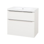 Mereo Mailo, kúpeľňová skrinka s umývadlom z liateho mramoru 81 cm, biela, chróm madlo CN511M