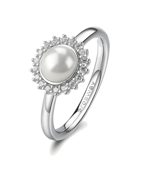 Brosway Strieborný prsteň so zirkónmi a perlou Fancy Infinite White FIW148 52 mm