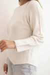 Dámsky viskózový sveter s dlhými rukávmi a okrúhlym výstrihom béžovej farby UNI