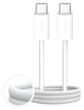 Puro Fabrik biela / Dátový kábel USB-C - USB-C / 60 W / 3 m / opletený