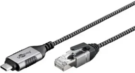 Goobay 74404 čierna/sivá / Redukcia USB-C na RJ-45 / 1 Gb/s / 3 m (74404)