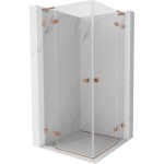 MEXEN/S - Lunar L Duo sprchovací kút dvere krídlové 85 x 85, transparent, meď kartáčovaná 834L-085L-085P-65-00