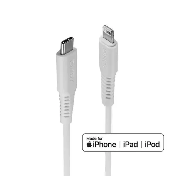 Lindy USB-C - Lightning biela / Nabíjací a dátový kábel / MFi certifikácia / 0,5 m / 480 Mbit/s (31315)