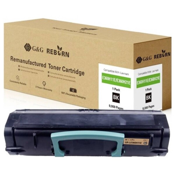 G&G Reborn remanufactured toner náhradný Lexmark E360 čierna 9000 Seiten kompatibilná toner; 21319