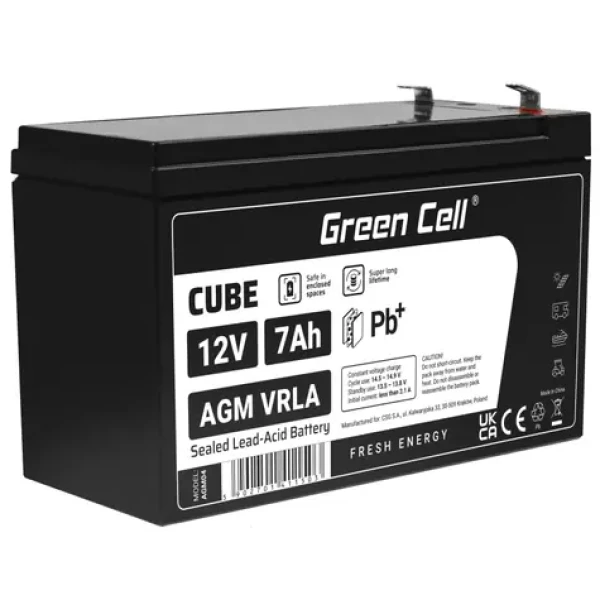 Green Cell VRLA AGM 12V | 2.1A | 7Ah (AGM04)
