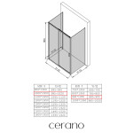 CERANO - Trojstenný sprchovací kút Varone LINE UL/P - 6 mm - čierna matná, transparentné sklo - 100x90x195 - posuvný CER-DY505B-90133