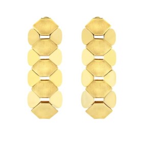 BREIL Extravagantné pozlátené náušnice Hexagonia TJ3636