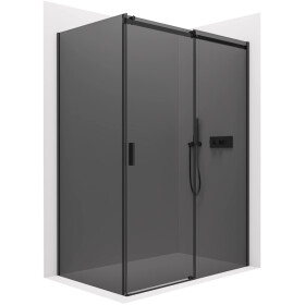 CERANO - Sprchovací kút Santoro Ľ/P - 8 mm - čierna matná, grafitové sklo - 100x90x195 - posuvný CER-8050BD7292