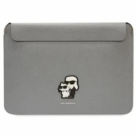 Karl Lagerfeld Saffiano Karl Choupette strieborná / Obal na notebook / 14" (KLCS14SAKCPMG)
