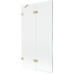 MEXEN/S - Lunar vaňová zástena 2-krídlová ľavá 100 x 150, transparent, zlatá kartáčovaná 897-100-100-55-00-L