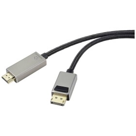 Renkforce DisplayPort / HDMI kábel Konektor DisplayPort, Zástrčka HDMI-A 3.00 m čierna UHD 8K @ 60 Hz, UHD 4K @ 120 Hz RF-4995158 Kábel DisplayPort; RF-4995158