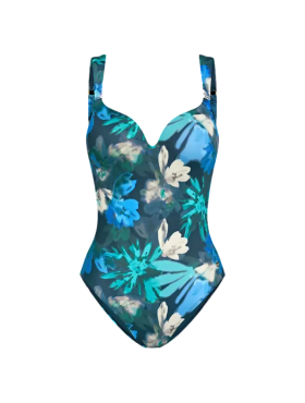 Dámske jednodielne plavky Summer Fleur OWP - Triumph tmavá kombinace tyrkysové (M025) 042C