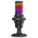 Rampage Bemol RGB čierna / stolný mikrofón / kapacitný / Mini Jack 3.5mm / USB-C (BEMOL-B)