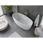 MEXEN/S - Olea voľne stojaca vaňa vzor 170 x 80, biela, sifón a prepad zlatá kartáčovaná 52821708000-55