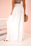 Dámske široké viskózové nohavice s elastickým pásom biele UNI