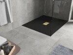 MEXEN/S - Hugo sprchová vanička SMC 110x100, čierna, krytka zlatá 42701011-G