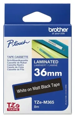 Brother TZe-M365 / Laminovaná páska / biela tlač na matnom čiernom podklade / 36 mm / 8 m (TZEM365)