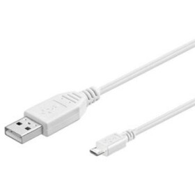 PremiumCord Kábel micro USB 2.0, AB 20cm biela (8592220012090)