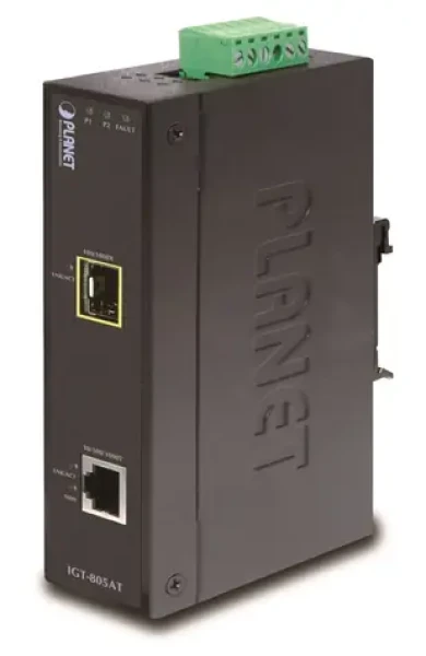 Planet IP30 Gigabit media konvertor / Media konvertor / RJ-45 na SFP / 10/100/1000 Mb/s / DIN lišta / IP30 (IGT-805AT)