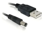 DeLock USB DC 5,5x2,1 mm čierny / Napájací kábel / 1 m / USB-A samec / DC samec (82197)
