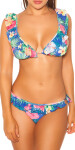 Sexy Bikini with ruffles flower print royalblue XL