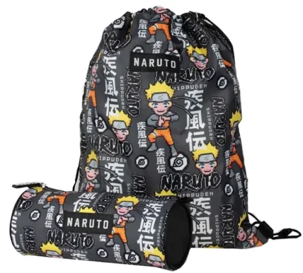 CUREPINK Set batoh a peračník Naruto / Barelový peračník na ceruzky / Motív postáv Naruto (97BW1BNAREPM)