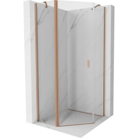 MEXEN/S - Mist sprchovací kút päťboký krídlový 90 x 90, transparent, meď kartáčovaná 8A8-090-090-65-00