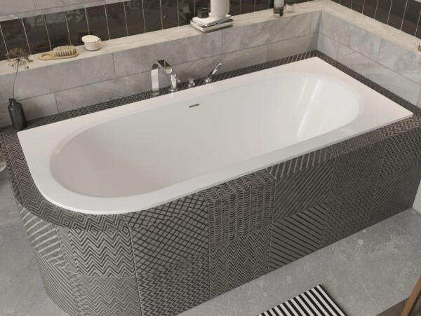 BESCO - Asymetrická vaňa AVITA SLIM+ - Nožičky k vani - S nožičkami, Rozmer vane - 180 × 80 cm, Spôsob prevedenia - Pravé VANAVIT18SLIMPP+OLVPINOZSTELWD