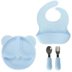 KIK Silikónová sada riadu pre deti Medveď Modrá / 4 ks (KX4001_1)