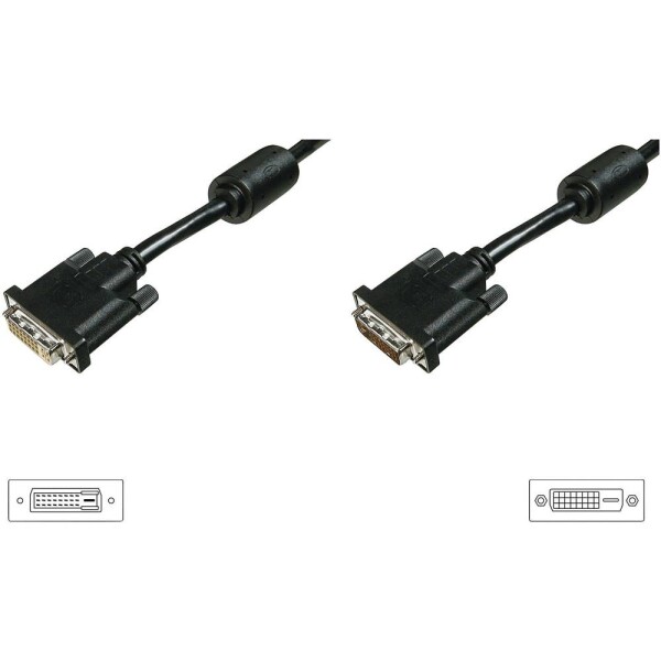 Digitus DVI predlžovací kábel DVI-D 24+1pol. Zástrčka, DVI-D 24+1pol. zásuvka 4.50 m čierna AK-320200-050-S možno skrutkovať DVI kábel; AK-320200-050-S