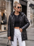 Dámska prešívaná bunda s odnímateľnou kapucňou, čierna, FashionStreet TY5795 S