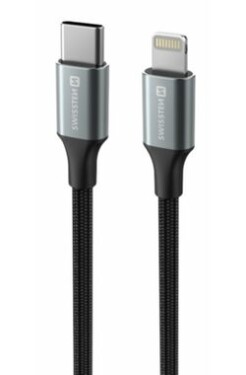 Swissten TEXTILE II dátový kábel USB-C - Lightning 1.5m čierna (71529203)