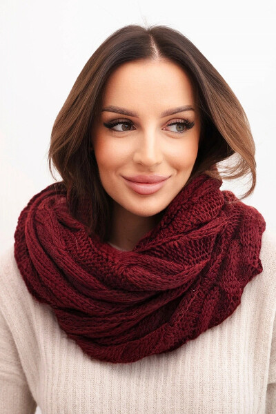 Dámsky pletený vlnený komín mäkký a teplý KN23 bordový UNI