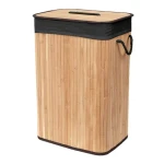Compactor Kôš na bielizeň Bamboo - obdĺžnikový čierna / 90 L / 45 x 35 x v60 cm / bambus