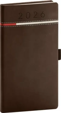 NOTIQUE Vreckový diár Tomy 2026 hnedo-červený / 9 x 15.5 cm (PGD-KAPTO-6566)
