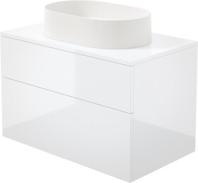 DEANTE - Prizma biela kúpeľňová skrinka, s granitovým umývadlom - 55x35 cm; SD6B8SAU6S