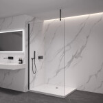 CERANO - Sprchová zástena Walk-in Onyx Top Cube Ľ/P - 8 mm - hranatá vzpera - čierna matná, transparentné sklo - 30x200 CER-DY101B-50-206