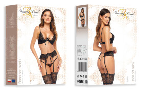 Dámsky erotický set Rose set black - BEAUTY NIGHT FASHION černá L/XL