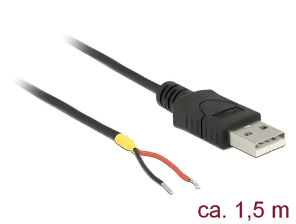 DeLock USB 2.0 Typ-A 2x otvorený koniec čierny / Kábel / 1,5 m / USB 2.0 (85664)