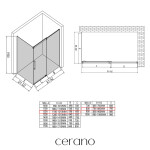 CERANO - Sprchovací kút Lantono - pravá - 8 mm - Soft-Close - chróm, mliečne sklo - 120x80 - posuvný CER-665551