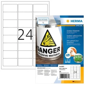 Herma Outdoor etikety A4 biele / Etikety / vodeodolné / matné / 63,5x33,9 mm / 960 ks (9537)