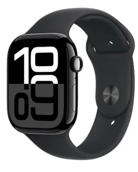 Apple Watch Series 10 GPS+Cellular 46mm Klavírno čierne hliníkové telo - Čierny športový remienok (M/L) / 160-210 mm (MWY43QC/A)